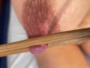 Preview 2 of Hard Play with My Hard Nipples and Pussy by Sushi Sticks and Ice Cube Full on Premium