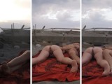 Strangers caught us masturbating on nudist beach in Maspalomas Dunes Canary with cumshot Part 2