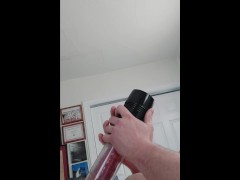 Jerking off my penis with the penis pump