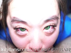 CLOSEUP deepthroat with Green Eyed Crying nurse
