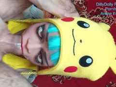 SexDoll Fucking Sucking big Dick, deep throat Pokemon Cute Pikachu Cosplay Beautiful Latina Ahegao