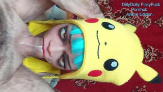 Poupée Sexuelle Baise Sucer Grosse Bite Gorge Profonde Pokemon Mignon Pikachu Cosplay Belle Latina Ahegao