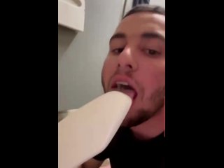Cum slut licking toilet