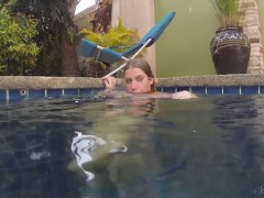 Blonde Pool Babe Wendy Swimming Nude Under Water