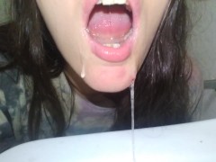 Full Vids @ ManyVids Nasty 420 Spit Fetish Slut Spitting Bathroom Sink Sitting On Toilet Mouthful 