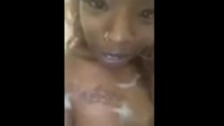 Soapy ebony pleases herself