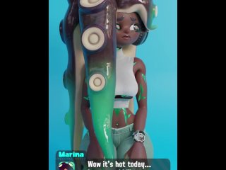 Marina cools off sucking popsicle