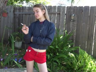 yard, amateur, smoke fetish, backyard