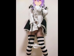 【個人撮影】素人男の娘メイドがパンツを下ろしてペニクリにローター装着して手放しで射精しちゃうエロ動画【女装コスプレレイヤー】 - Screenshot 6 of 16 - Cumshot
