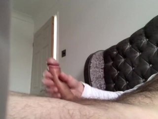 Sloppy wanking and stroking that beast of a cock till it drips that warn yummy cum