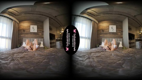 Solo blonde girl Mika is alone and very naughty in VR