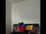 Preview 2 of Short thick ebony woman takes BBC and cum