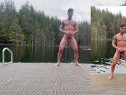 Preview 5 of Studs Naked Stoking Each Other's Cocks in Public Nature Park OnlyFans WillBlunderfield / MrDexParker