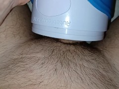 Stroking my cock with my favorite automatic stroker 
