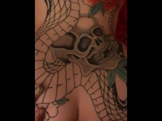 big tits, female orgasm, rough sex, tattoo