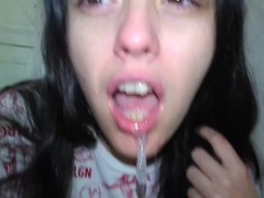 Full Length Spit Play Videos @ ManyVids Spitting Fetish 420 Stoner Slut Spits Bathroom Sink Messy