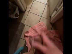 Male fresh out da shower plays with his limp/hard self