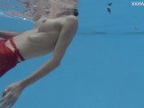 Tiny skinny pornstar Hermione Ganger in the pool