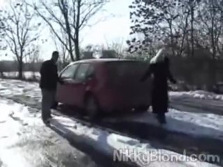 Nikky Blond Blowjob_on Street_and Rubbing Pussy at_Car