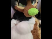 Preview 2 of Chuckles Cums in Fursuit While Charlie Helps