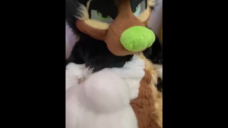 Chuckles Cums in Fursuit While Charlie Helps