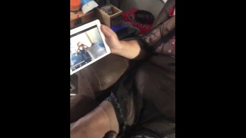 Sissy husband watching gay porn