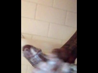 Jerking off in shower off mom