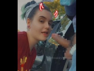 exclusive, babe, public blowjob, facial piercings