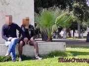 Preview 4 of Real Amateur French Public Squirt Sex Risky on the Park !!! People walking near... 4K - MissCreamy