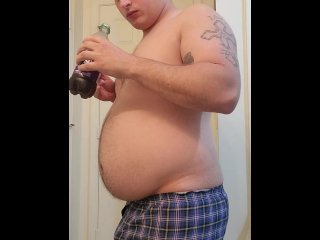 solo male, stuffed belly, bloated belly, kink