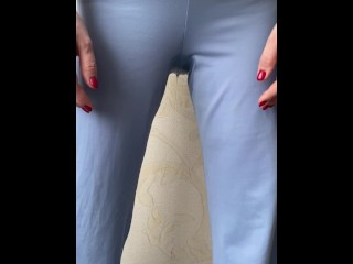 Girl Piss in Blue Pants