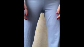 Girl Piss In Blue Pants