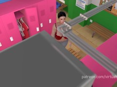 Video Breast expansion in the public locker room (3D hentai animation, Virt-a-Mate)