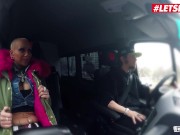 Preview 1 of BUMSBUS - Huge Tits Slut Kitty Core Has Fun Sex In The Backseat - LETSDOEIT
