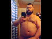 Preview 3 of Big Bear Jerking His Fat Cock Shot His Cum All Over The Mirror