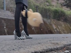 野外 女装 ハイヒール 調教 オナニー 美脚 奴隷 SM