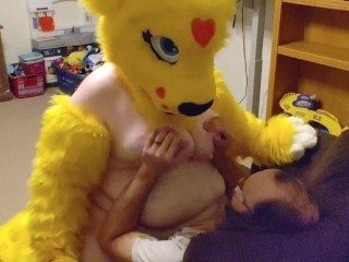 Furry Rides Dick on Couch