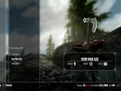 Skyrim - milf peituda perto da fogueira