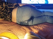 Preview 3 of ⭐ Lazy Girlfriend Pissing Herself in Tight Jeans Watching TV!