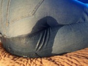 Preview 5 of ⭐ Lazy Girlfriend Pissing Herself in Tight Jeans Watching TV!