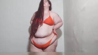 Bbw laranja biquini provocação