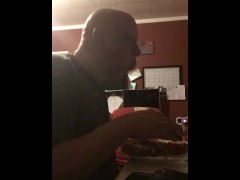 Piggy eats supper for inked master 