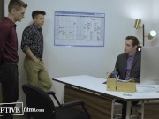 Preview 6 of Risky Game Of 'Who Can Fuck The Boss' Ends In Office Threesome - DisruptiveFilms