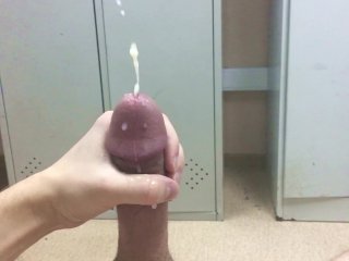 big dick, locker room, solo male, sperma