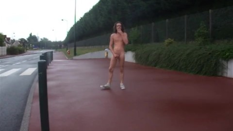 Naked naakt op straat in het openbaar