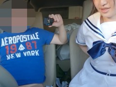 Video Cute Japanese Idol②Rich in-car sex in the parking lot . Pleasant large amount of Creampie.