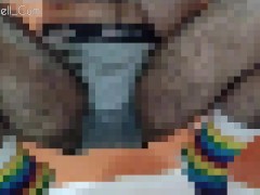 hairy ftm trans boy wetting his grey boxers - preview