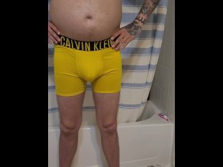 pee on floor, wet boxers, exclusive, vertical video
