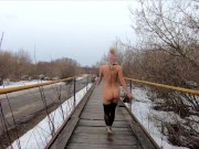 Preview 3 of Naked girl walking on the bridge