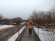 Preview 5 of Naked girl walking on the bridge